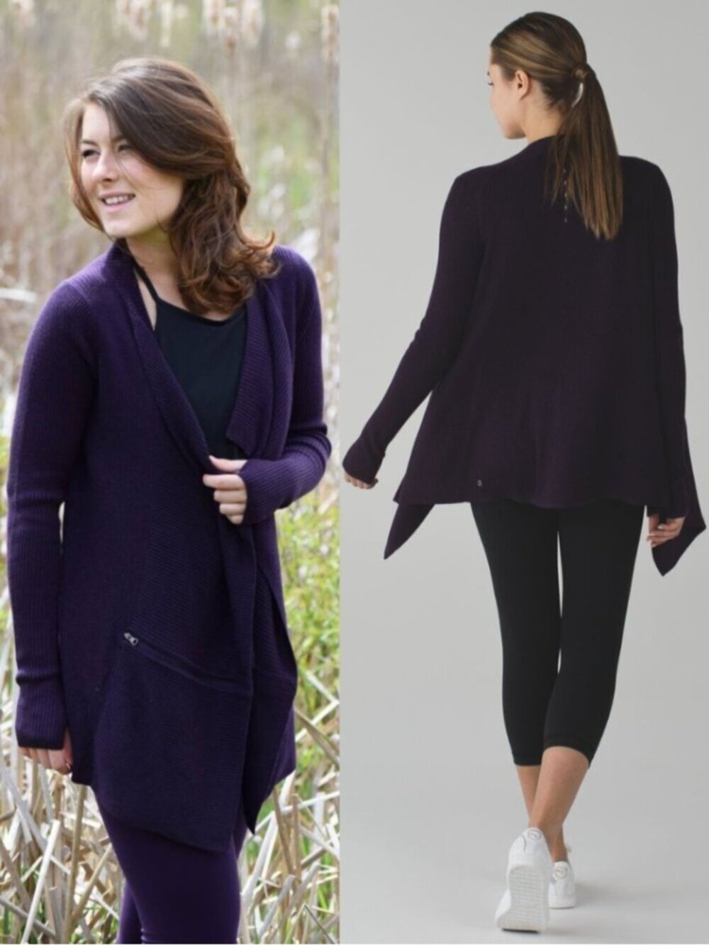 Lululemon Purple Boolux Ribbed Knit Resolution Wrap Cardigan